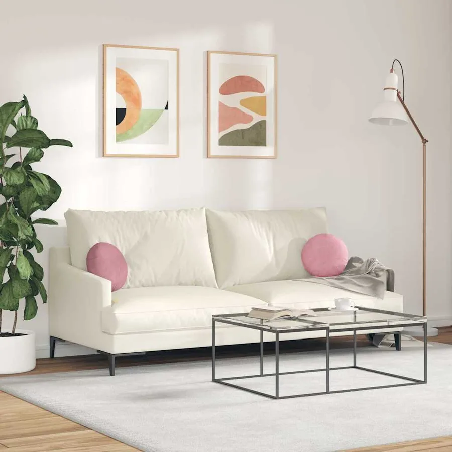 Coussins de siège 2 pcs Rose Ø30 x 13 cm Velours - 4