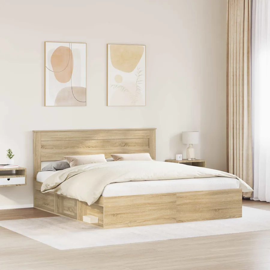 Cadre de lit Sonoma 200 x 200 cm Bois de pin massif - 3