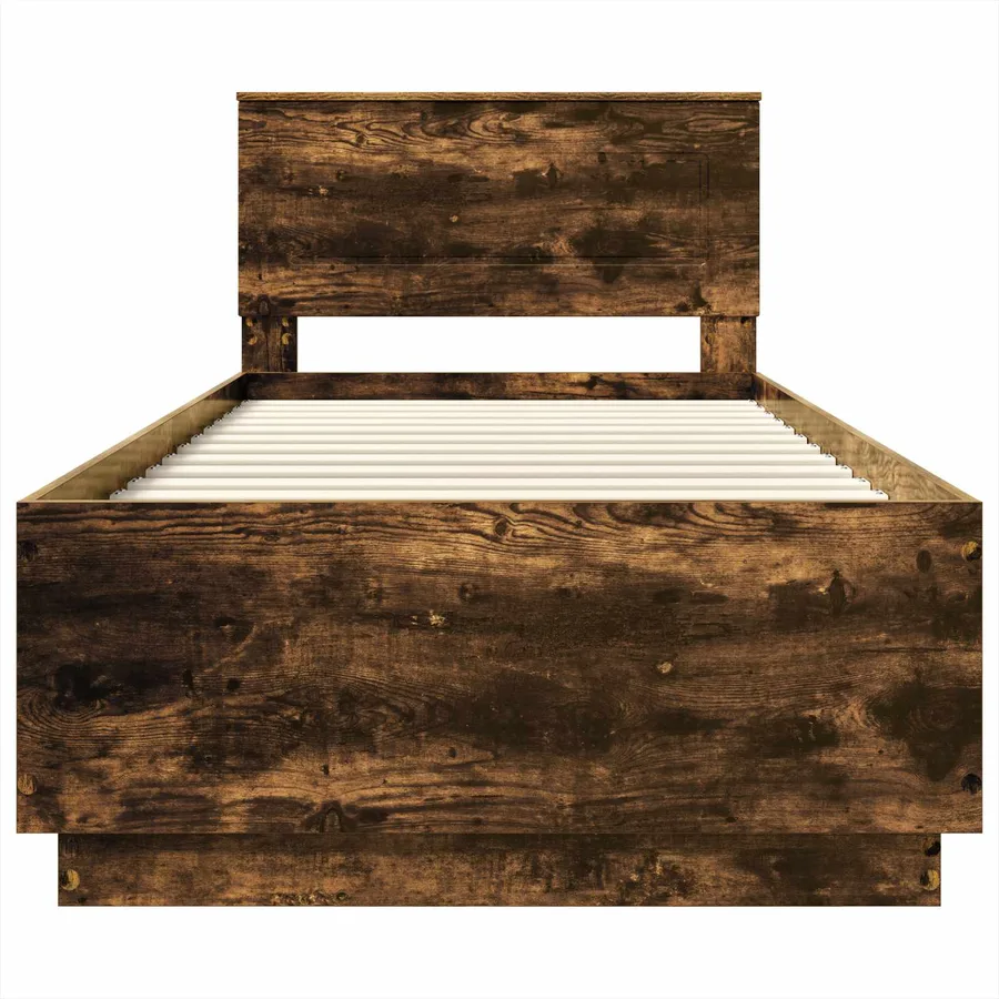 Cadre de lit Chêne fumé 100 x 200 cm Bois d'ingénierie - 7