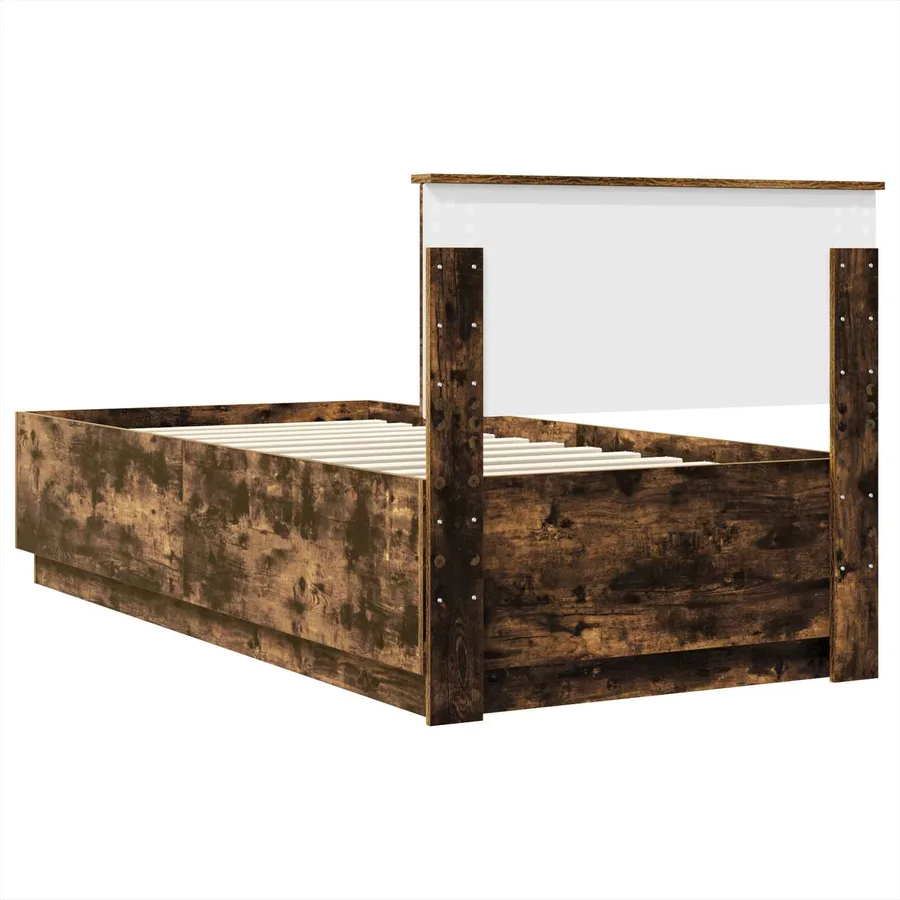Cadre de lit Chêne fumé 100 x 200 cm Bois d'ingénierie - 9