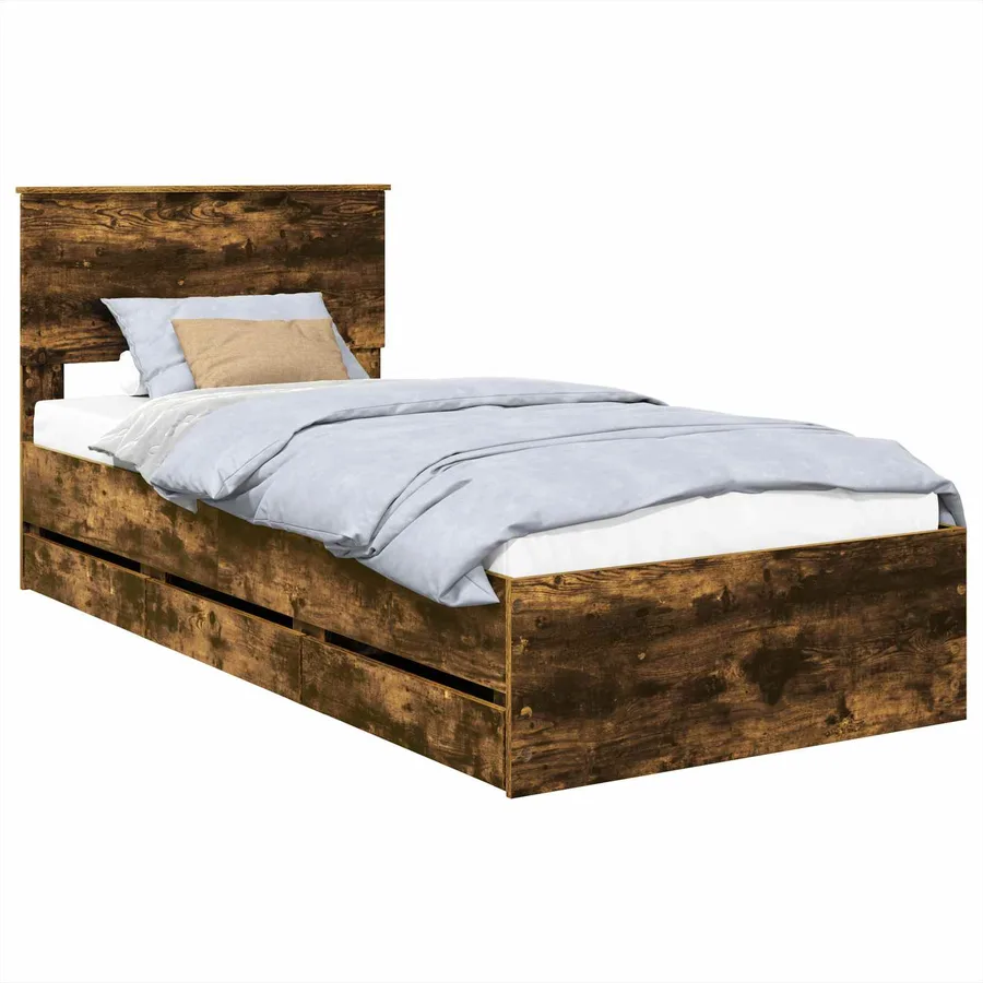 Cadre de lit Chêne fumé 100 x 200 cm Bois Ingénierie - 2