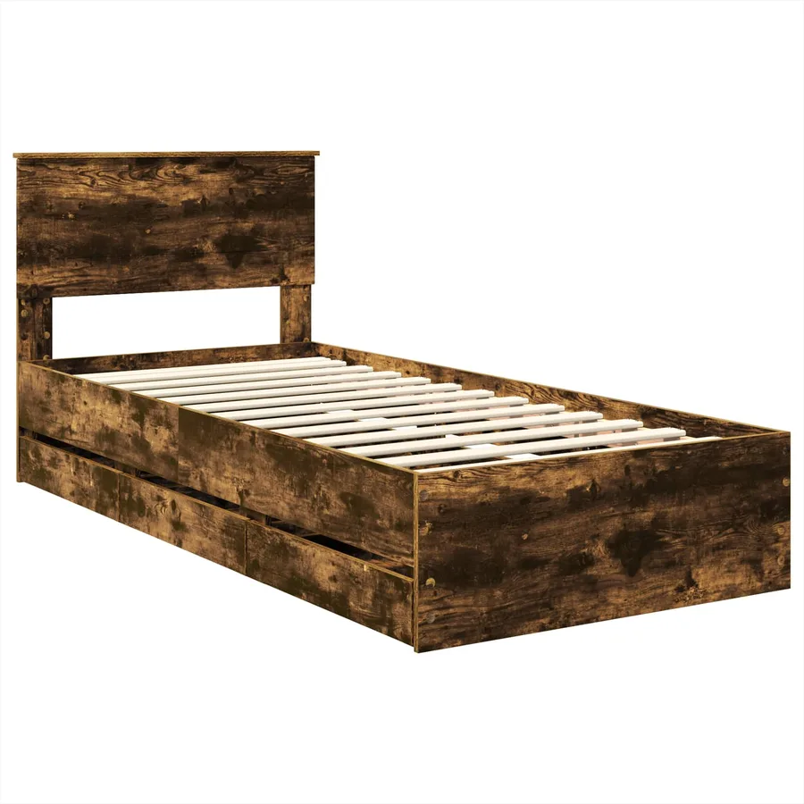 Cadre de lit Chêne fumé 100 x 200 cm Bois Ingénierie - 4