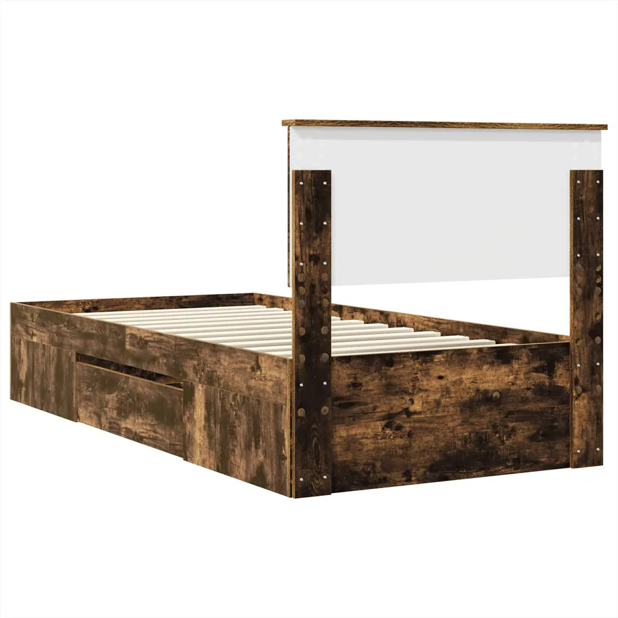Cadre de lit Chêne fumé 100 x 200 m Bois d'ingénierie - 10