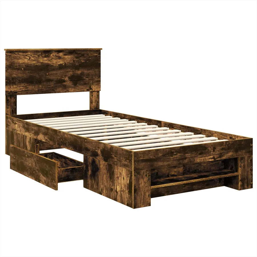 Cadre de lit Chêne fumé 100 x 200 m Bois d'ingénierie - 5
