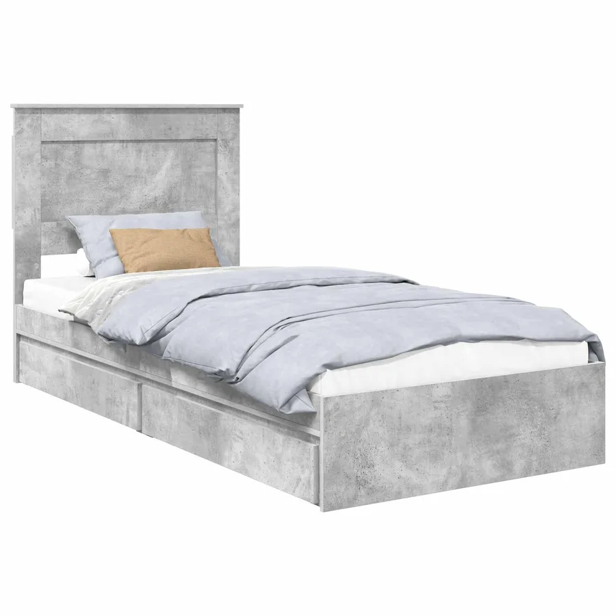 Lit de Rangement Gris béton 90 x 190 cm Bois d'ingénierie - 2