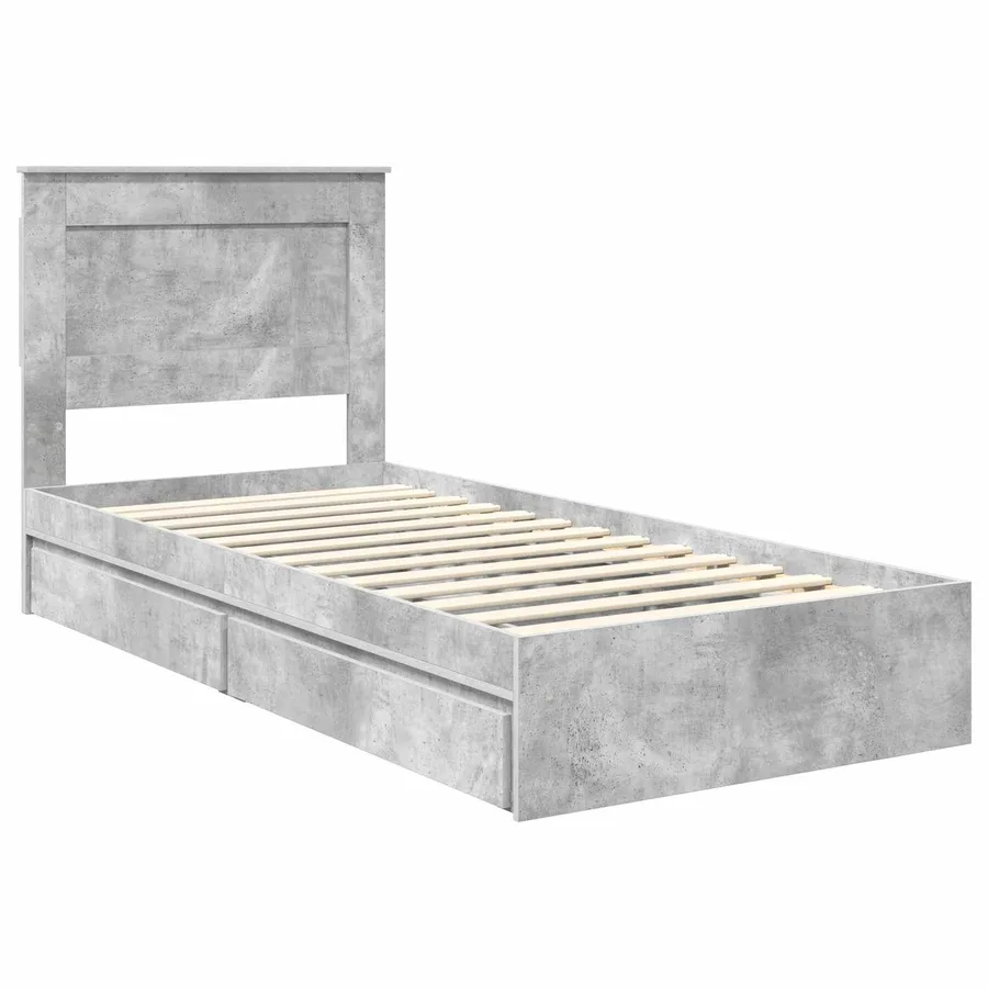 Lit de Rangement Gris béton 90 x 190 cm Bois d'ingénierie - 4