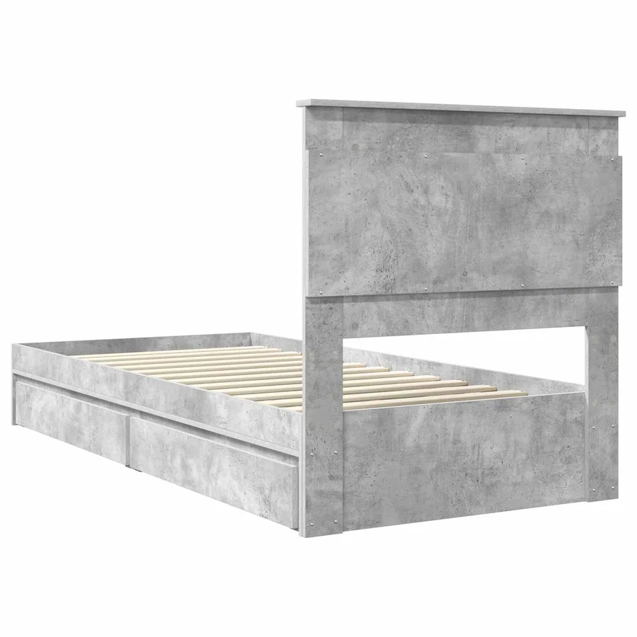 Lit de Rangement Gris béton 90 x 190 cm Bois d'ingénierie - 8