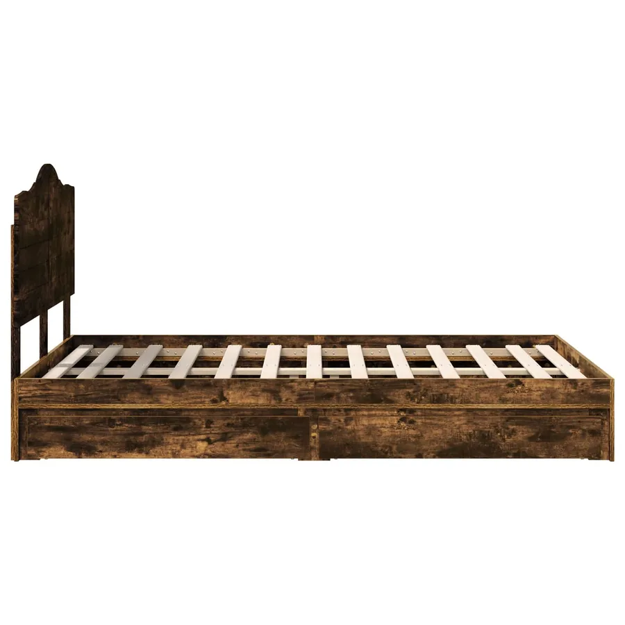 Lit de Rangement Chêne fumé 135 x 190 cm Bois d'ingénierie - 9