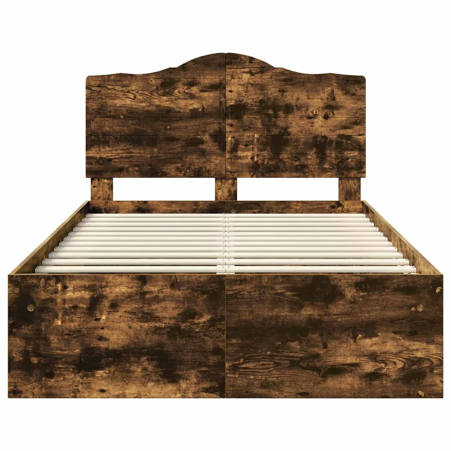Cadre de lit Chêne fumé 135 x 190 cm Pin massif - 7