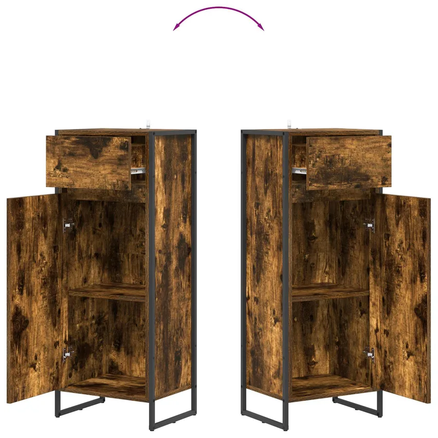 Cabinet de salle de bain avec porte Chêne Fumé 40 x 30 x 100 cm - 8