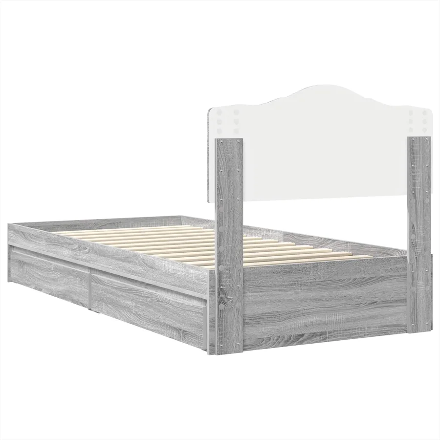 Lit de Rangement Gris Sonoma 90 x 190 cm Bois d'ingénierie - 10
