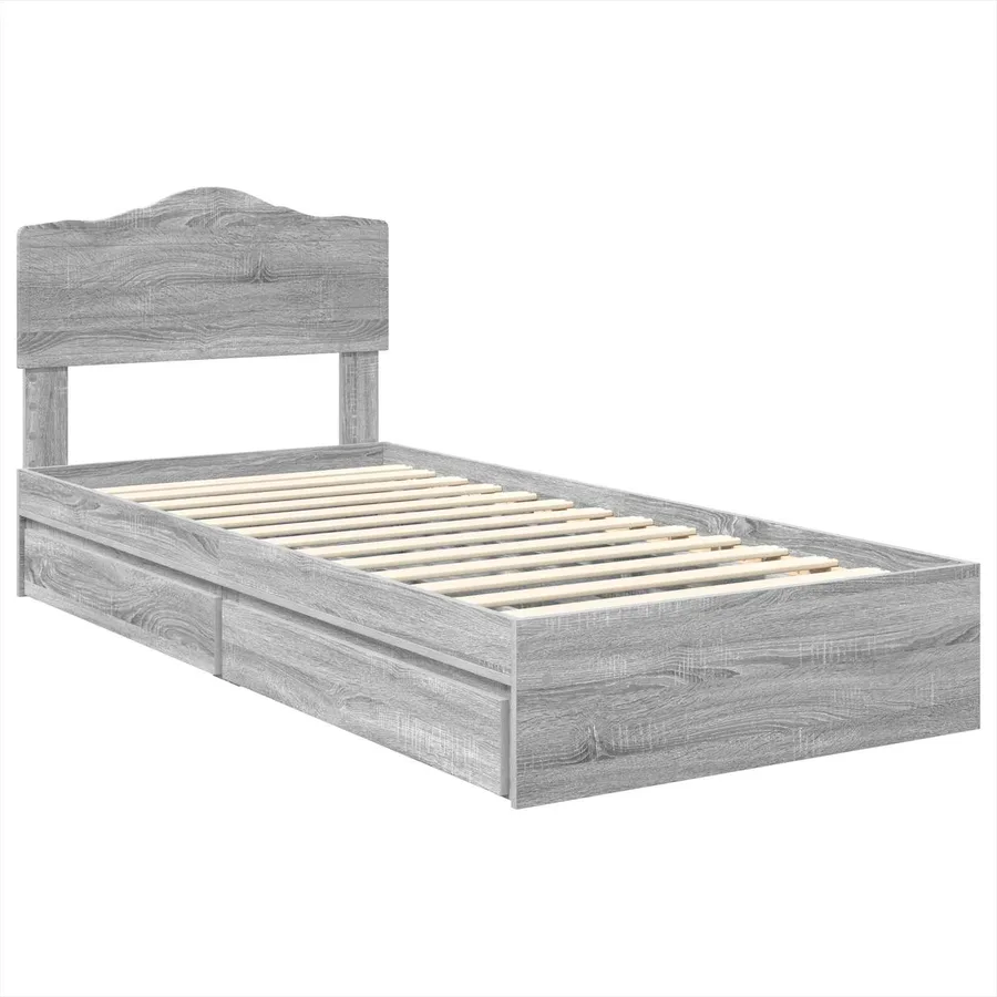 Lit de Rangement Gris Sonoma 90 x 190 cm Bois d'ingénierie - 4