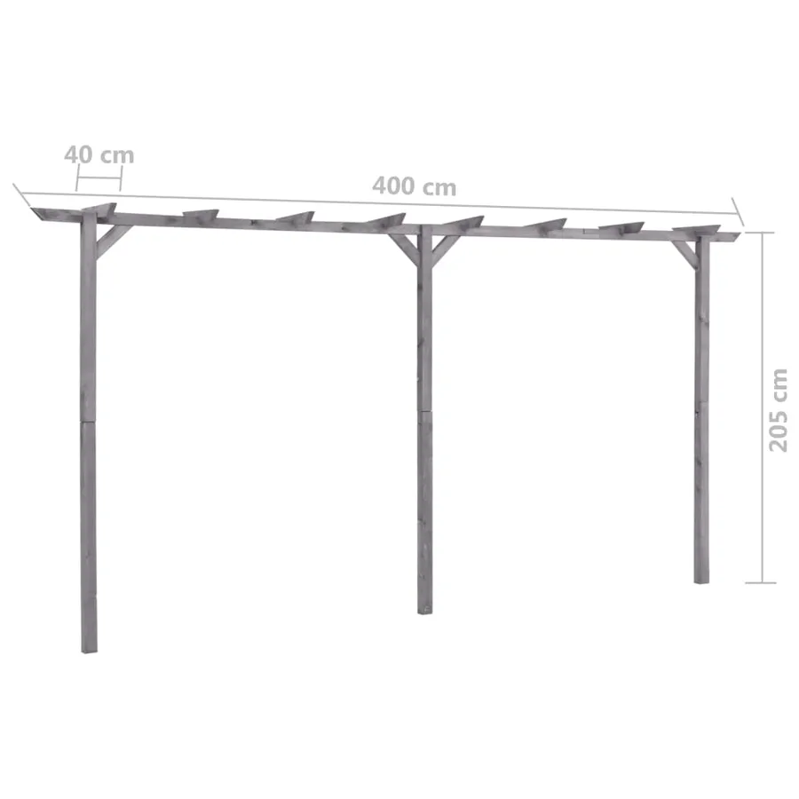Pergola de jardin Gris 400x40x205 cm Bois de pin imprégné - 5