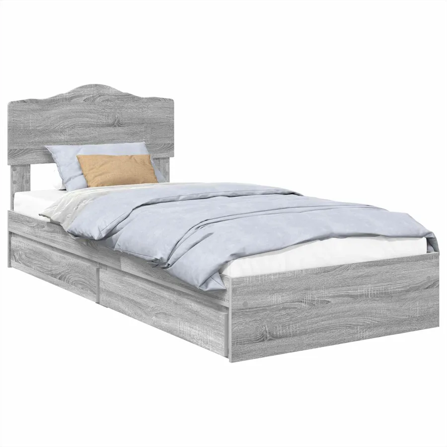 Lit de Rangement Gris Sonoma 90 x 200 cm Bois d'ingénierie - 2