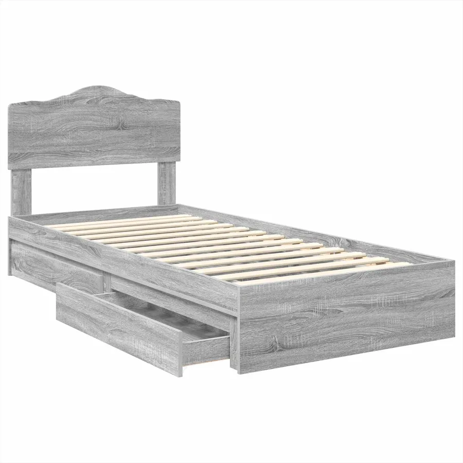 Lit de Rangement Gris Sonoma 90 x 200 cm Bois d'ingénierie - 5