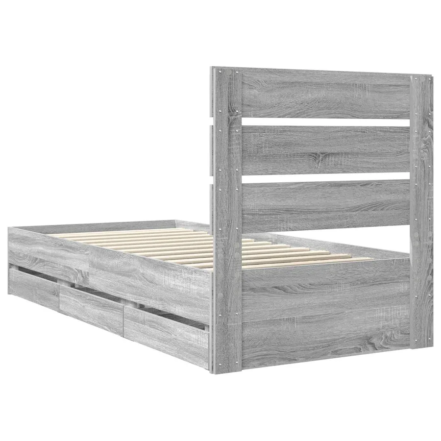 Cadre de lit Gris Sonoma 100 x 200 cm Bois Ingénierie - 10