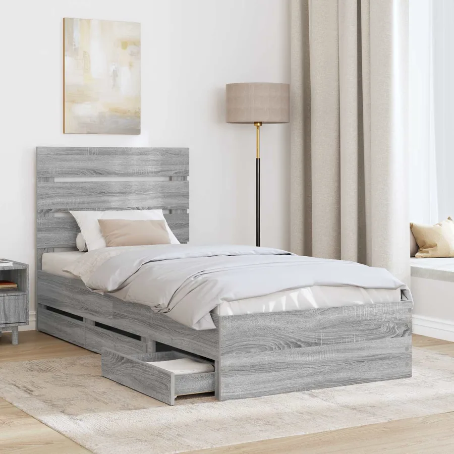 Cadre de lit Gris Sonoma 100 x 200 cm Bois Ingénierie - 3