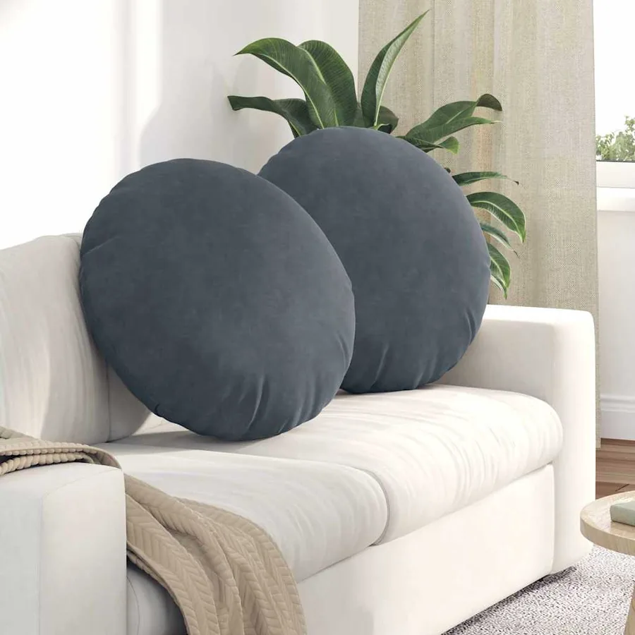 Coussins de siège 2 pcs Gris foncé Ø 40 x 13 cm Velours