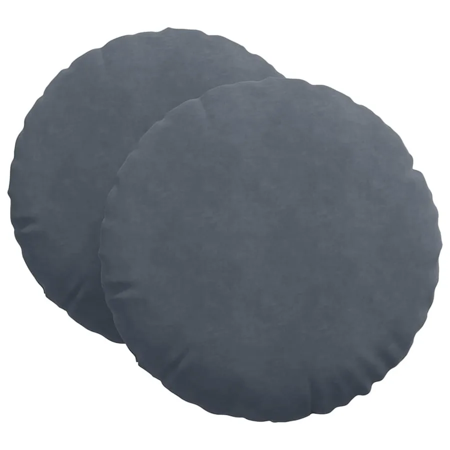 Coussins de siège 2 pcs Gris foncé Ø 40 x 13 cm Velours - 2