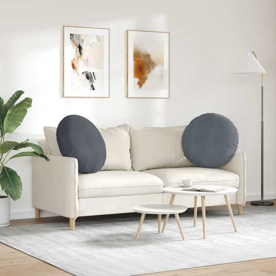 Coussins de siège 2 pcs Gris foncé Ø 40 x 13 cm Velours - 4