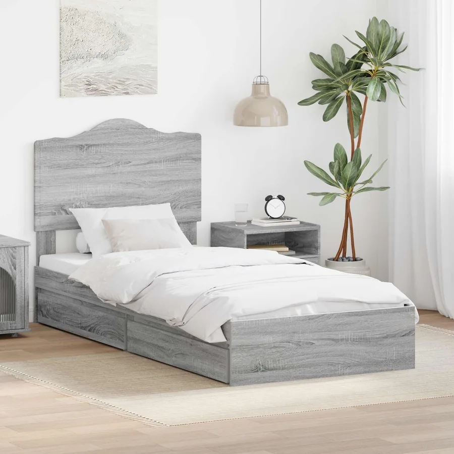 Lit de Rangement Gris Sonoma 70 x 190 cm Bois d'ingénierie