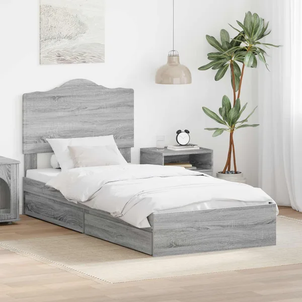 Lit de Rangement Gris Sonoma 70 x 190 cm Bois d'ingénierie