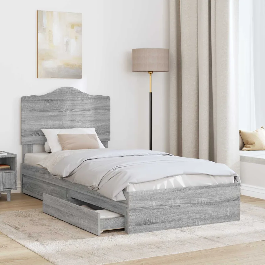 Lit de Rangement Gris Sonoma 70 x 190 cm Bois d'ingénierie - 3