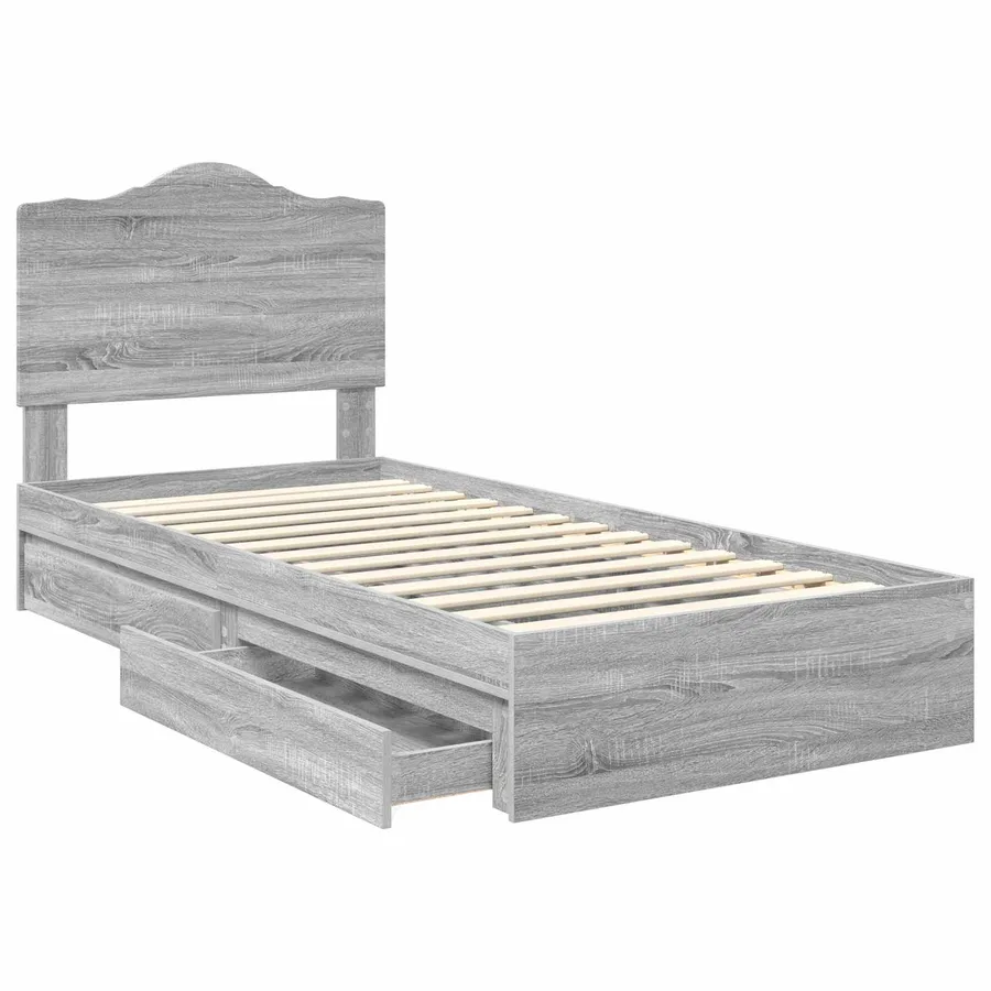 Lit de Rangement Gris Sonoma 70 x 190 cm Bois d'ingénierie - 5