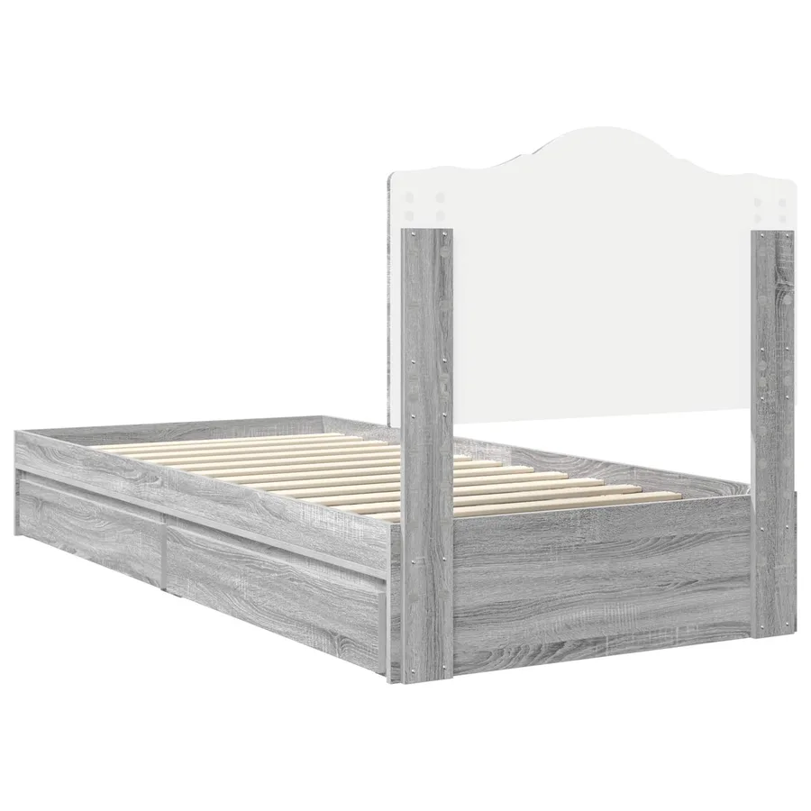 Lit de Rangement Gris Sonoma 70 x 190 cm Bois d'ingénierie - 8