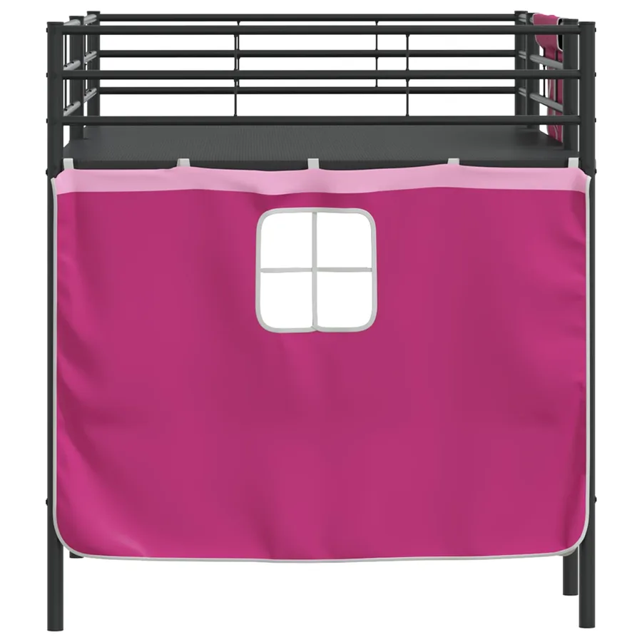 Cadre de Lit Mezzanine pour Enfants avec Rideaux Noir et rose - 9