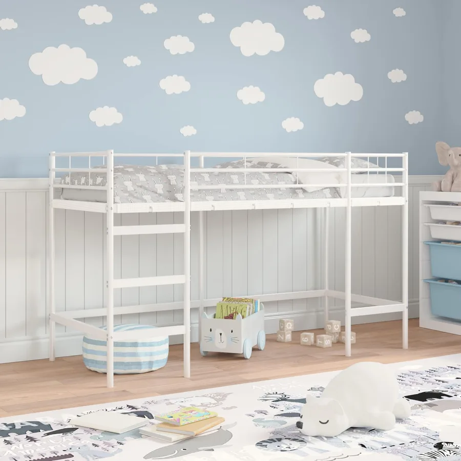Lit mezzanine pour enfants Blanc 90 x 190 cm Acier - 3