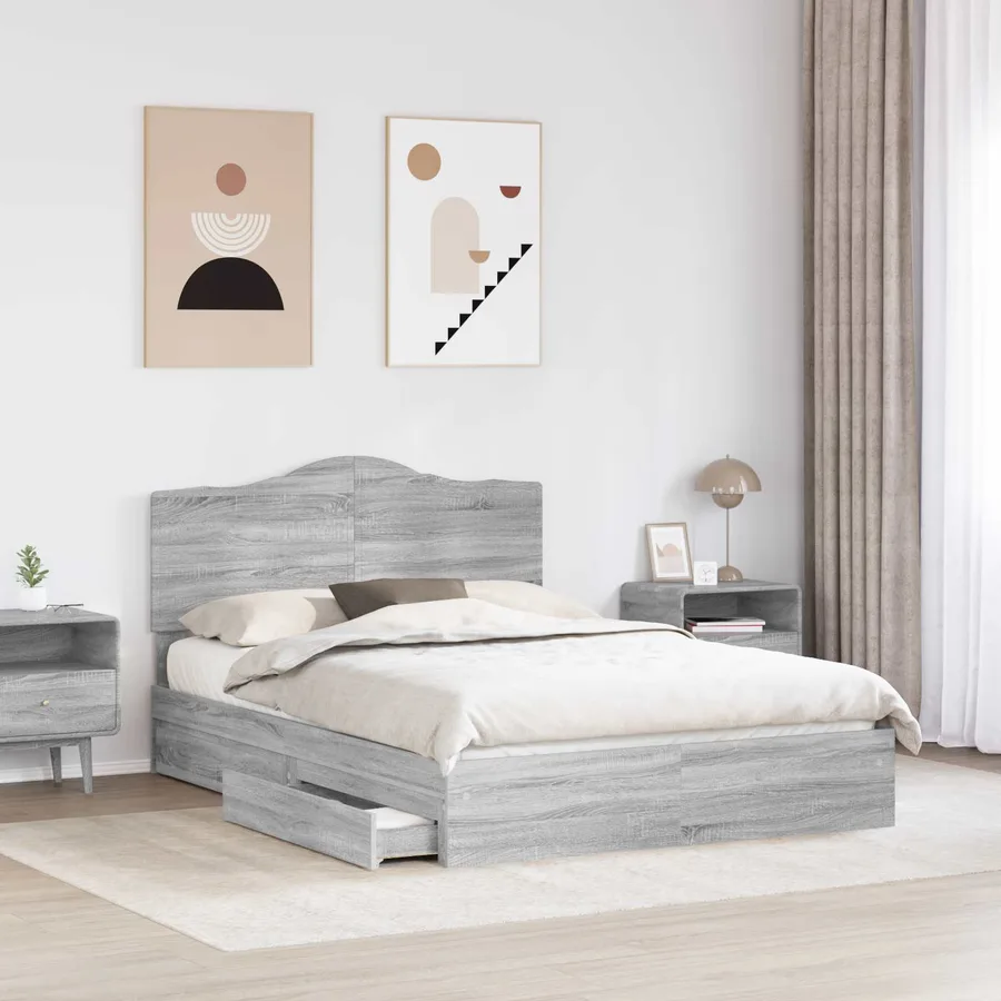 Lit de Rangement Gris Sonoma 160 x 200 cm Bois d'ingénierie - 3