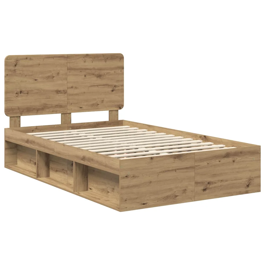 Cadre de lit Chêne artisan 135 x 190 cm Bois de pin massif - 4