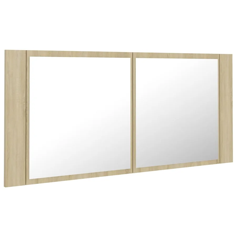 Armoire à miroir à LED de bain Chêne sonoma 100x12x45 Acrylique - 3