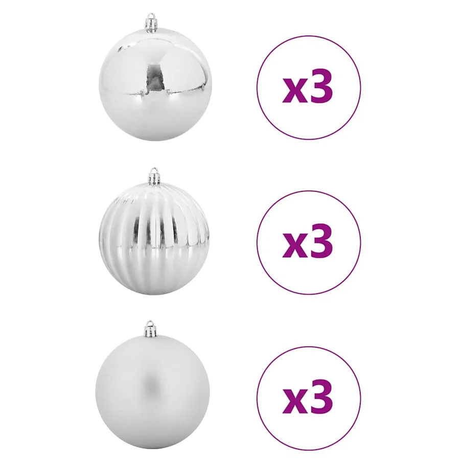 Ensemble de Boules de Noël XL 9 pcs Argent Ø 15 cm Plastique - 3