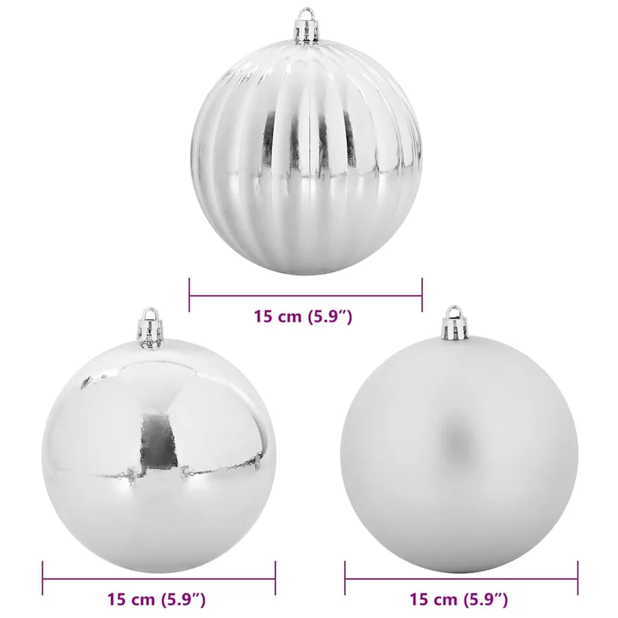 Ensemble de Boules de Noël XL 9 pcs Argent Ø 15 cm Plastique - 5
