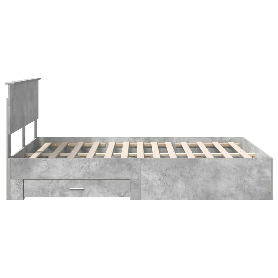 Cadre de lit Gris béton 160 x 200 cm Bois d'ingénierie - 9