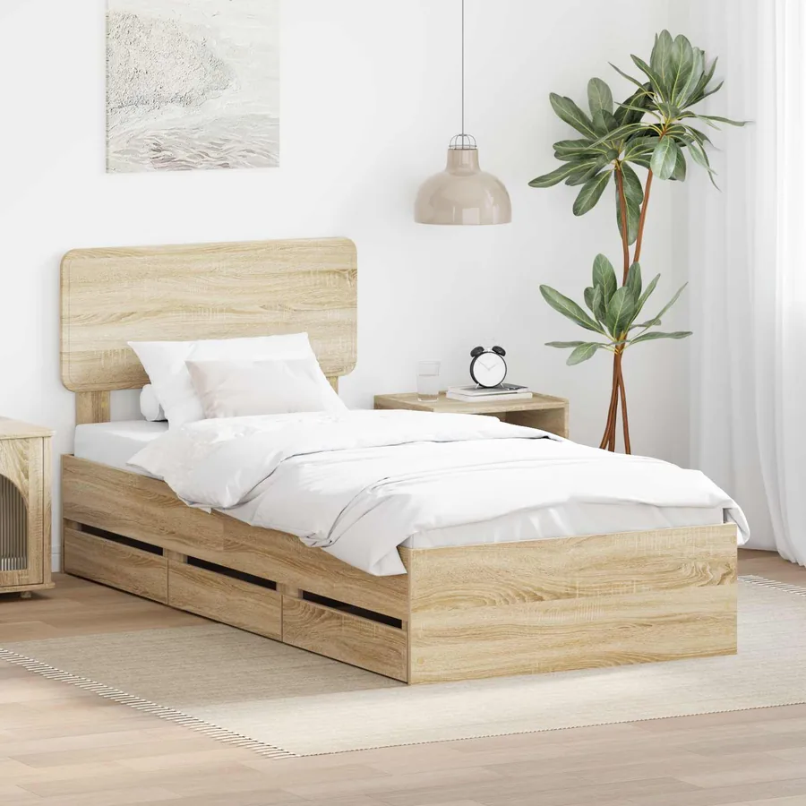 Cadre de lit Chêne Sonoma 75 x 190 cm Bois d’ingénierie
