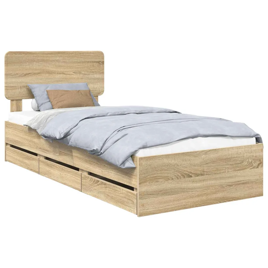 Cadre de lit Chêne Sonoma 75 x 190 cm Bois d’ingénierie - 2