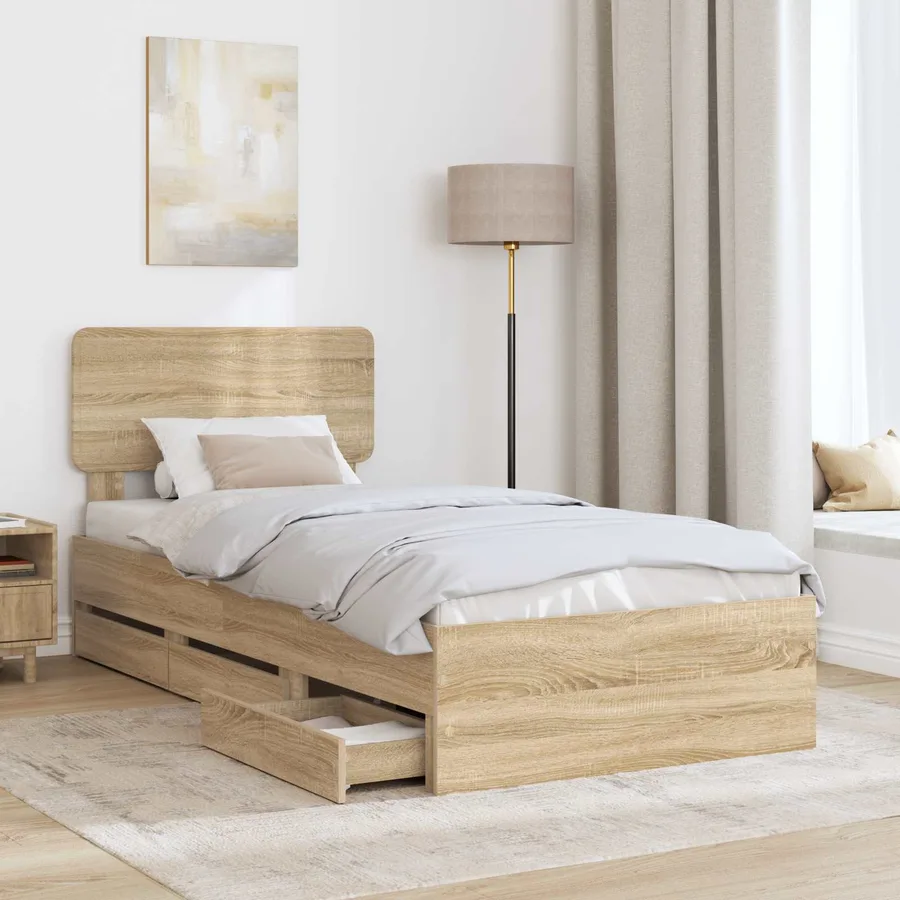 Cadre de lit Chêne Sonoma 75 x 190 cm Bois d’ingénierie - 3