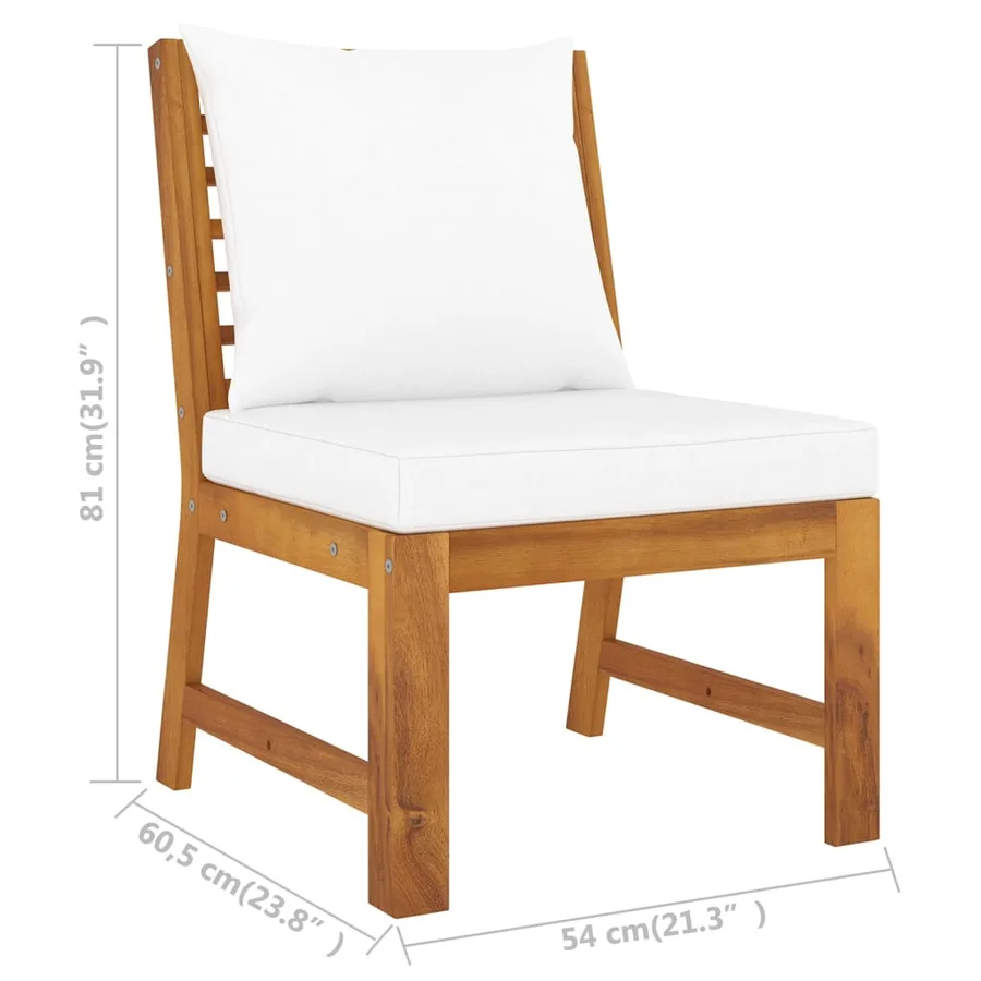 Salon de jardin 4 pcs avec coussin Crème Bois d'acacia solide - 12