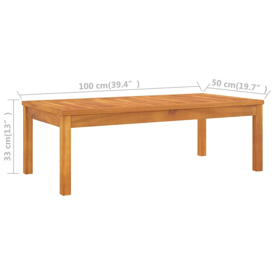 Salon de jardin 4 pcs avec coussin Crème Bois d'acacia solide - 13