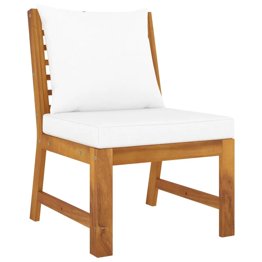 Salon de jardin 4 pcs avec coussin Crème Bois d'acacia solide - 6