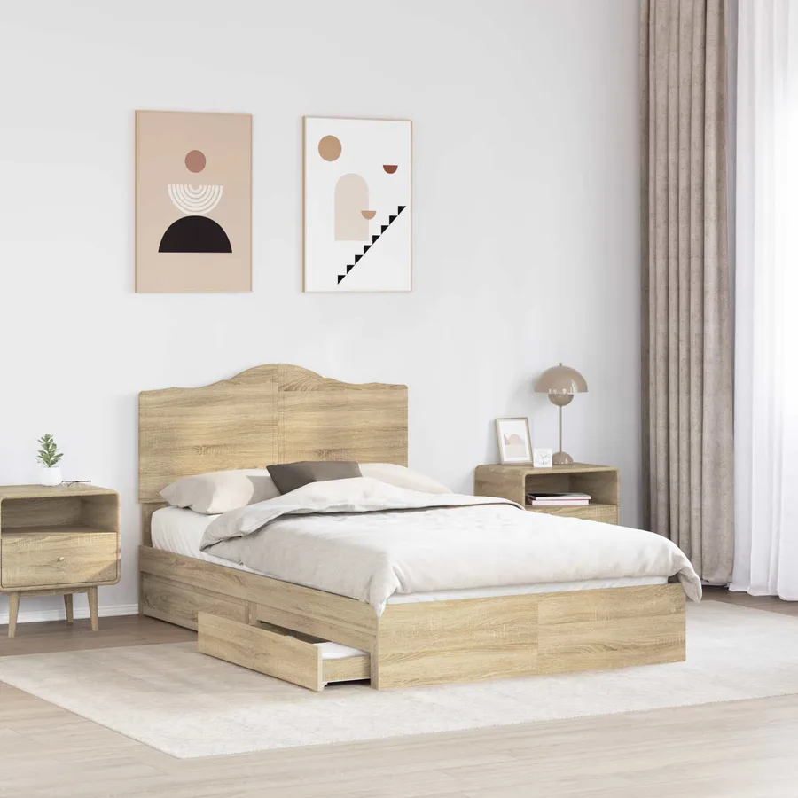 Lit de Rangement Chêne Sonoma 135 x 190 cm Bois d'ingénierie - 3