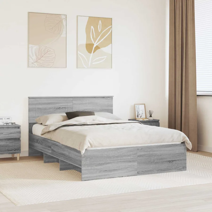 Cadre de lit Gris Sonoma 160 x 200 cm Bois d'ingénierie