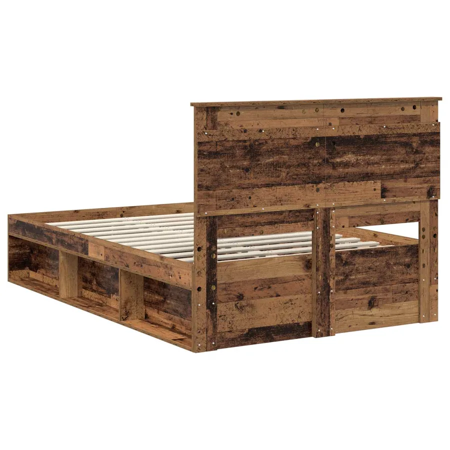 Cadre de lit avec tiroir Bois ancien 135 x 190 cm Pin massif - 9