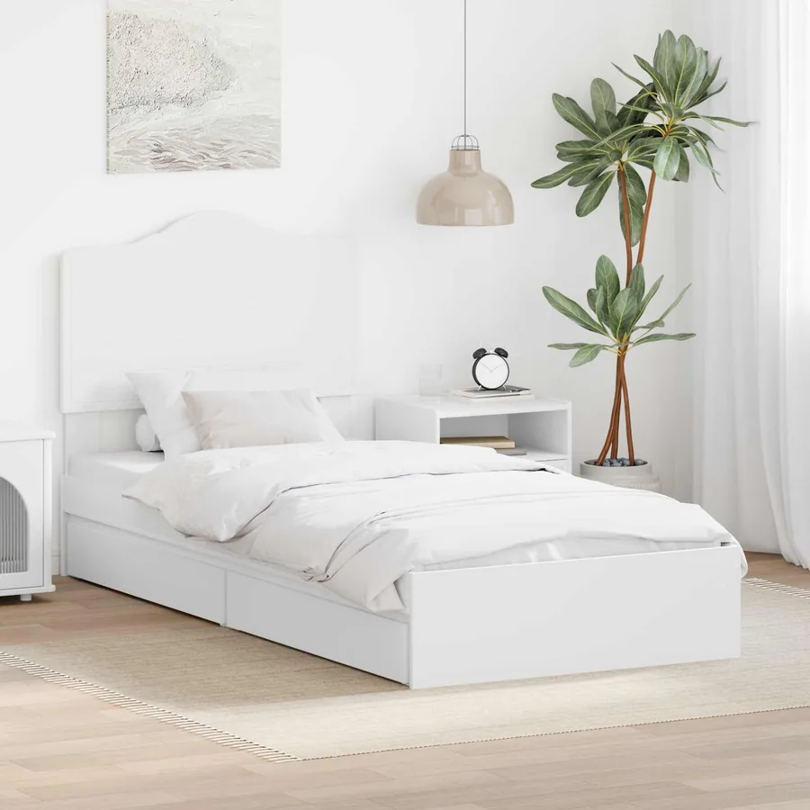 Lit de Rangement Blanc 90 x 200 cm Bois d'ingénierie