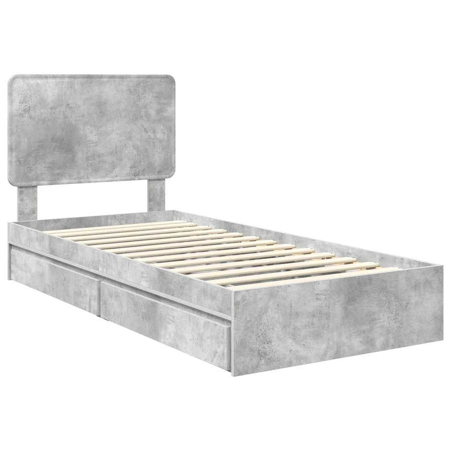 Lit de Rangement Gris béton 90 x 190 cm Bois d'ingénierie - 4