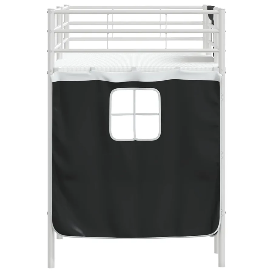 Cadre de Lit Mezzanine pour Enfants avec Rideaux Blanc et Noir - 9
