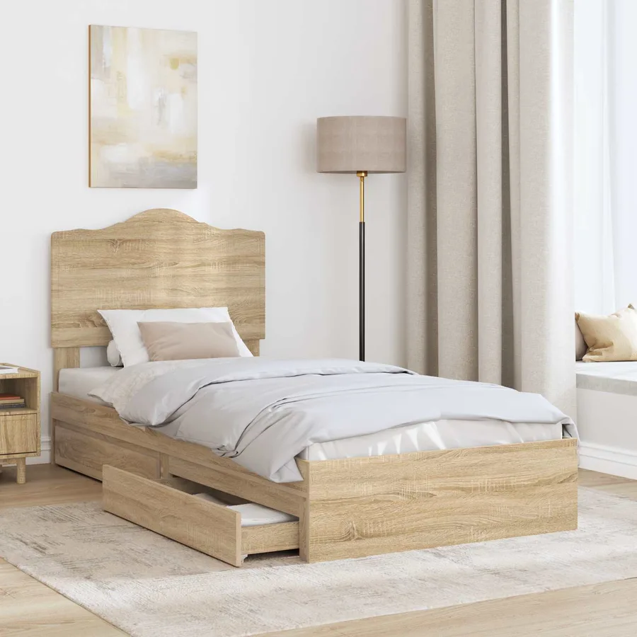 Lit de Rangement Chêne Sonoma 70 x 190 cm Bois d'ingénierie - 3